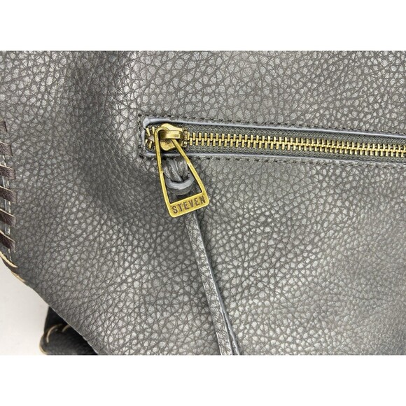 Steve Madden Gray Tote Handbag Boho Western Woven Accent Tassel Shoulder Bag - Picture 6 of 10